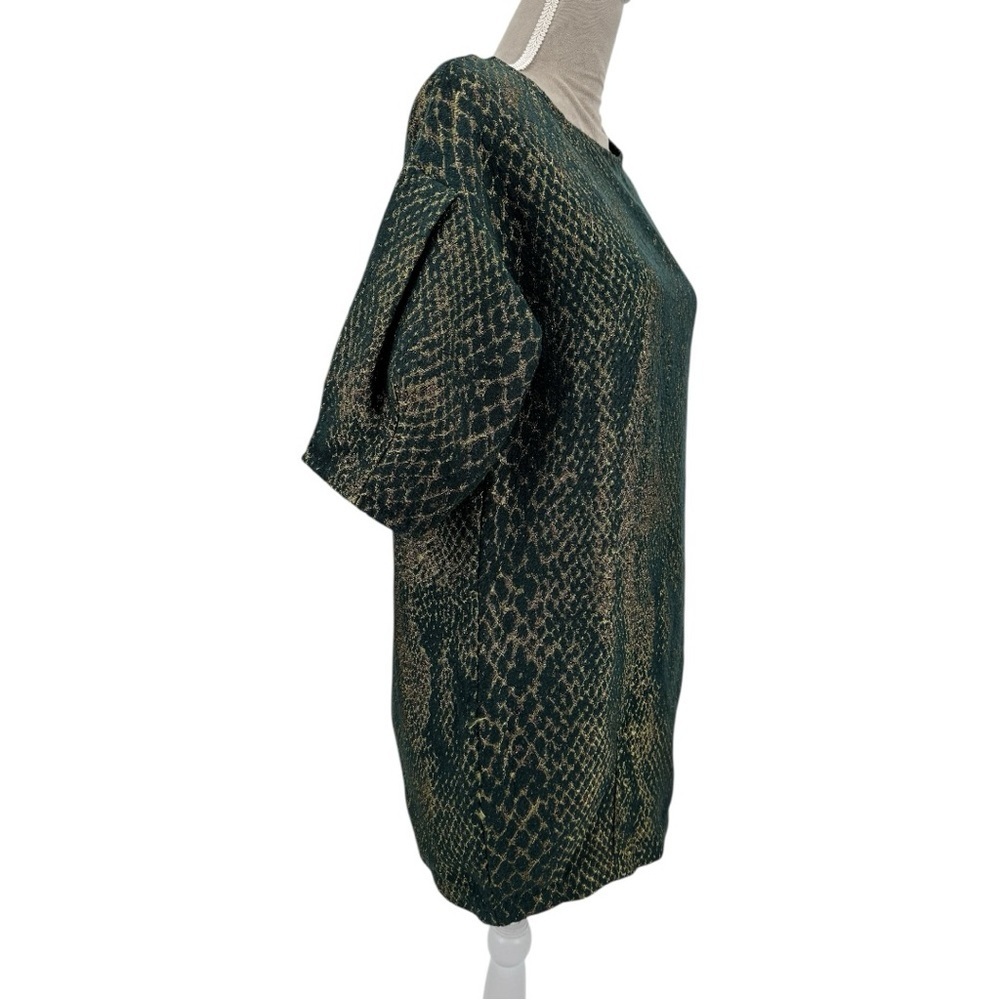 Eve Gravel "Train to Paris" Metallic Snakeskin Print Dress Green Size XS - Picture 7 of 13
